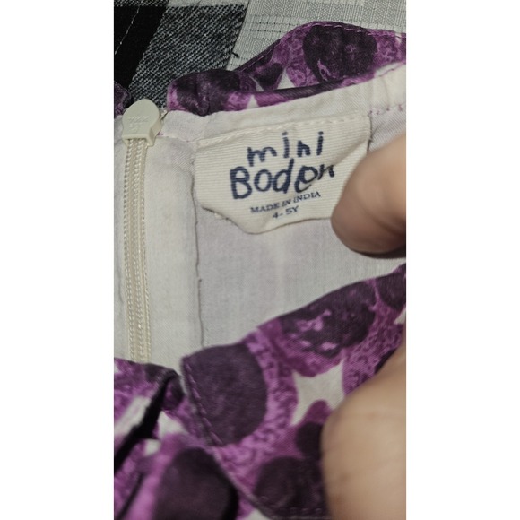 Mini Boden Sleeveless Sheath Dress Girls 4-5y Purple Floral Ruffle Accent - Picture 3 of 5